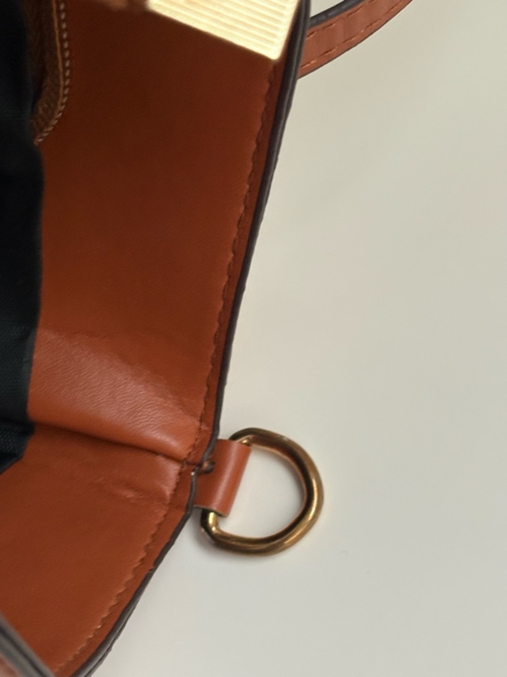 Faux Leather & Woven Straw Small HandBag Brown & Cream, zipper closure No strap - Picture 5 of 10